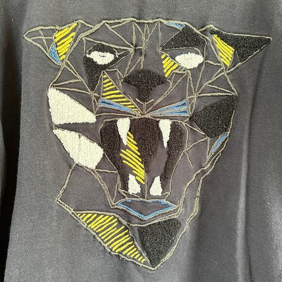 NOIZE AMSTERDAM Panther Sweatshirt Mens SMALL Black Crew Neck Long Sleeve - Picture 3 of 11